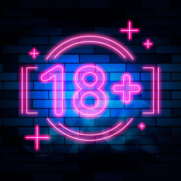 Nummer 18+ in neon-design