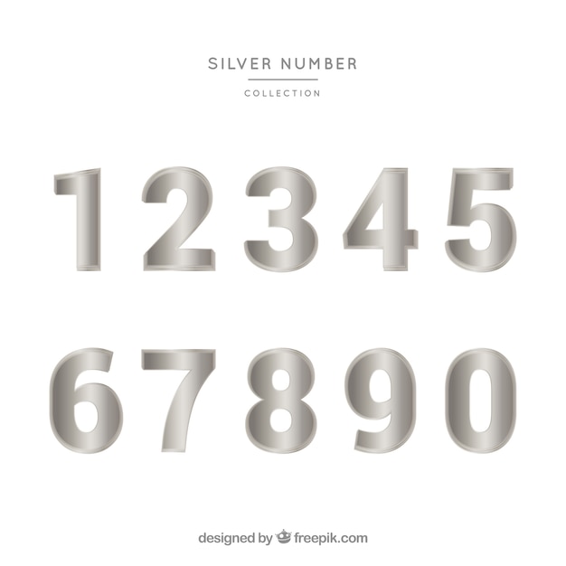 Nummerverzameling met zilveren stijl