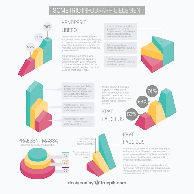 Gratis vector nuttig isometrische charts infographics