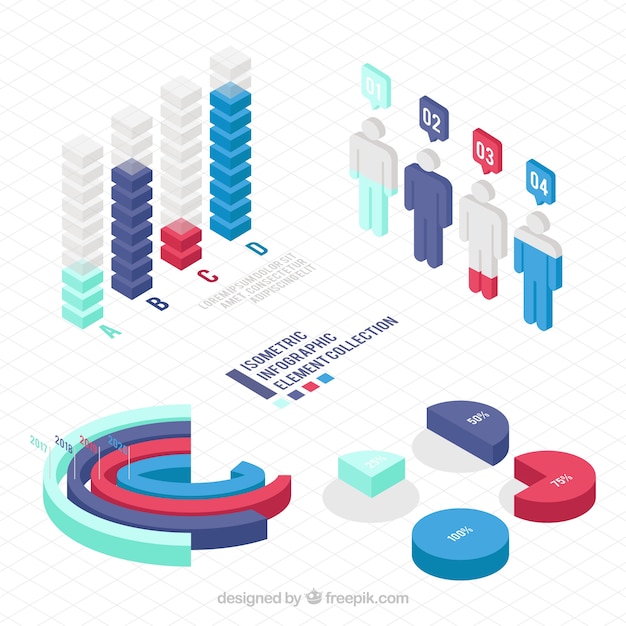 Nuttige elementen voor infographics in isometrisch ontwerp