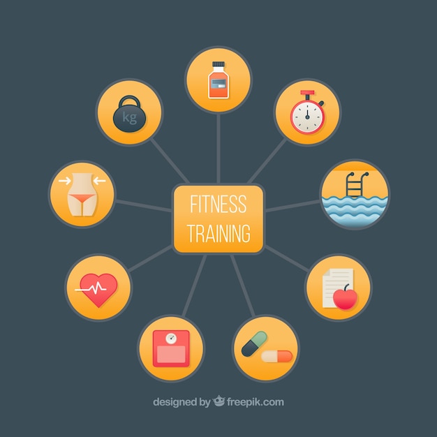 Gratis vector objecten fitness training diagram