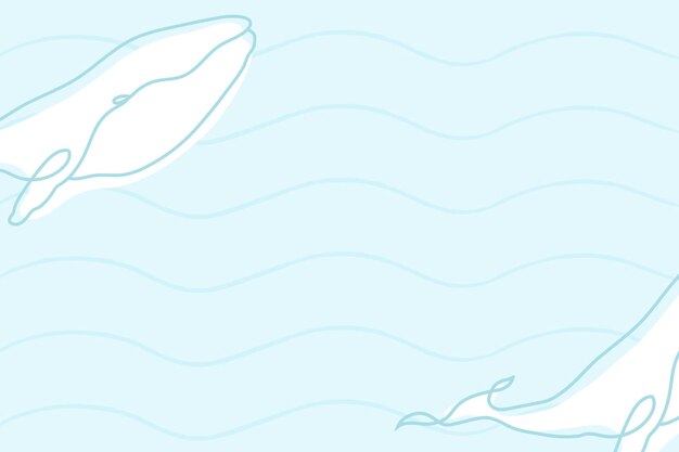 Oceaan achtergrond, lijn kunst walvis ontwerp vector