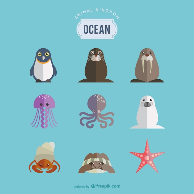 Gratis vector oceaan dieren set