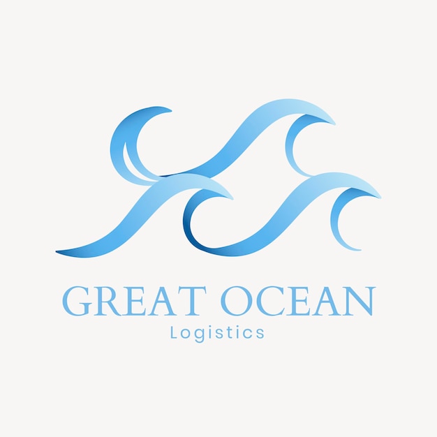 Gratis vector ocean wave logo sjabloon, water business, geanimeerde grafische vector