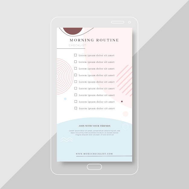 Ochtendroutine checklist instagram verhaalsjabloon