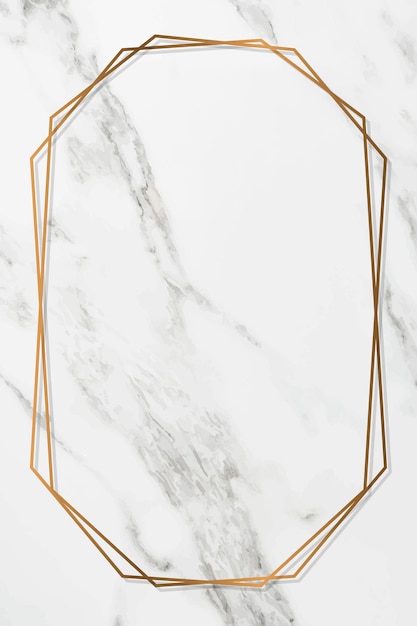 Gratis vector octagon gouden frame op witte marmeren achtergrond vector