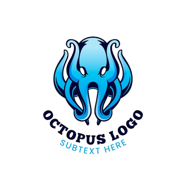 Gratis vector octopus bedrijfslogo in blauwe tinten