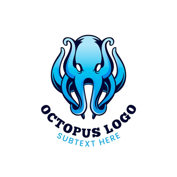 Gratis Vector octopus bedrijfslogo in blauwe tinten
