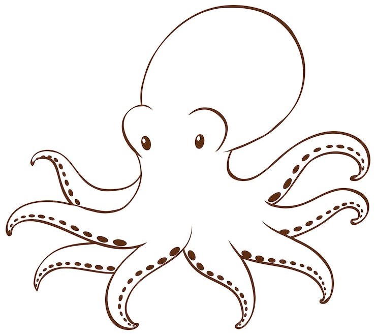 Gratis Vector octopus in eenvoudige stijl op witte achtergrond