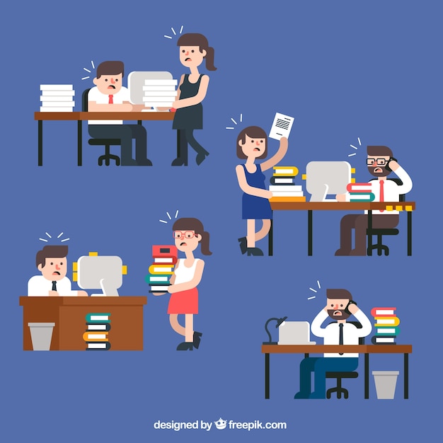 Gratis vector office cartoon desktops