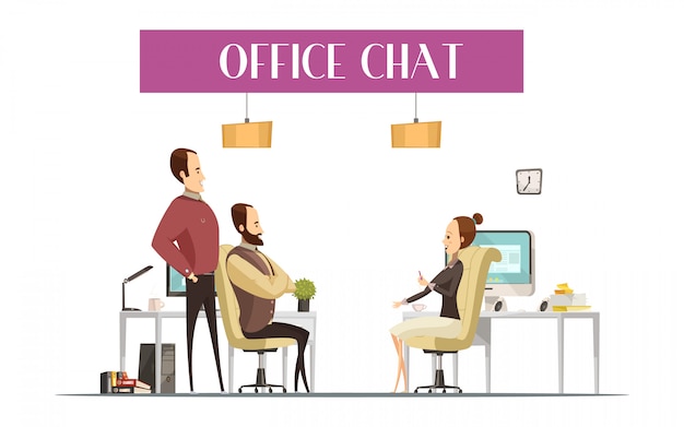 Office-chat-samenstelling in cartoon stijl