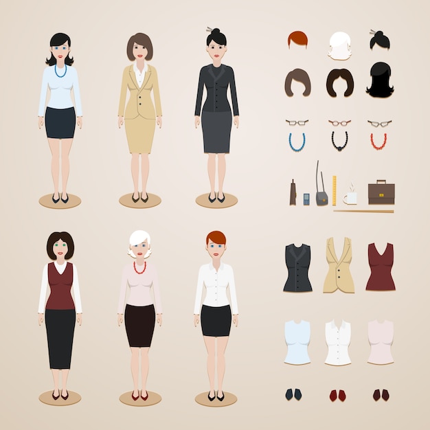 Gratis vector office vrouwen instellen