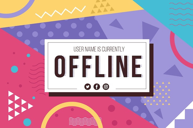 Offline twitch-banner in memphis-ontwerp