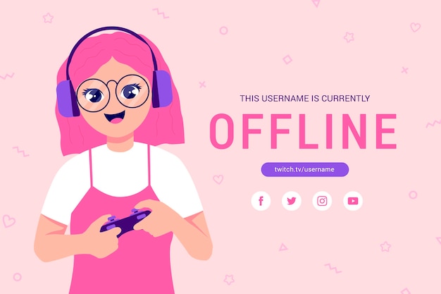 Gratis vector offline twitch-sjabloon voor spandoek