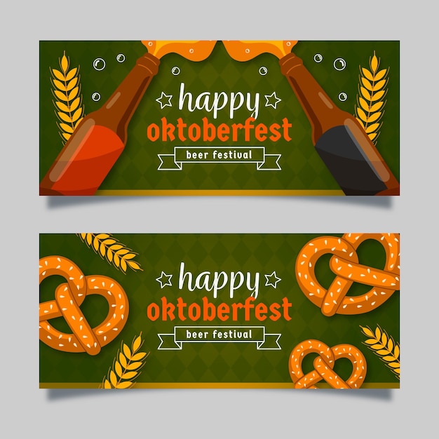 Gratis vector oktoberfest banners met bier