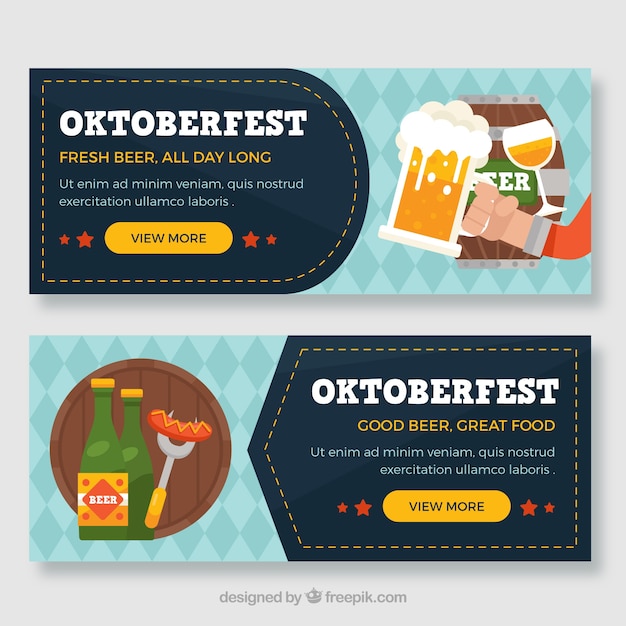 Oktoberfest banners met drankjes en eten