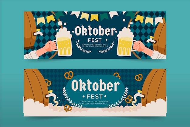 Gratis vector oktoberfest banners stijl