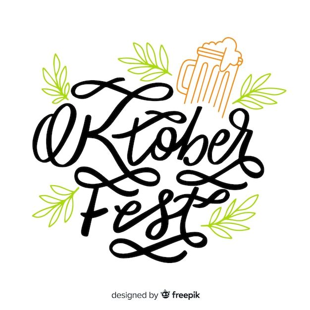 Gratis vector oktoberfest belettering achtergrond met elementen