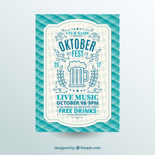 Gratis vector oktoberfest, blauwe feestelijke poster