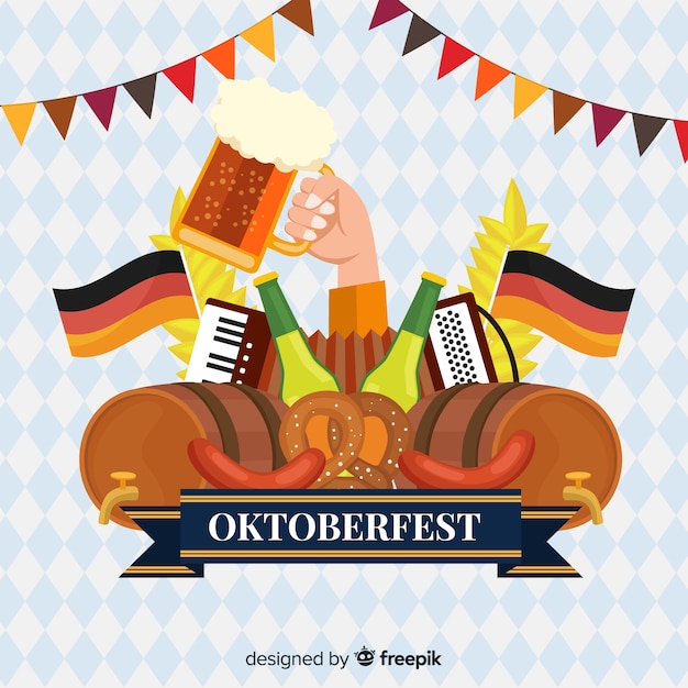 Oktoberfest concept met platte ontwerp achtergrond