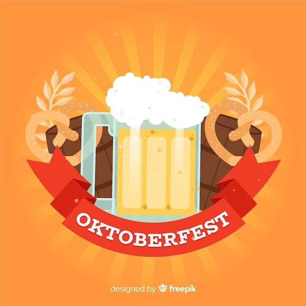 Oktoberfest concept met platte ontwerp achtergrond