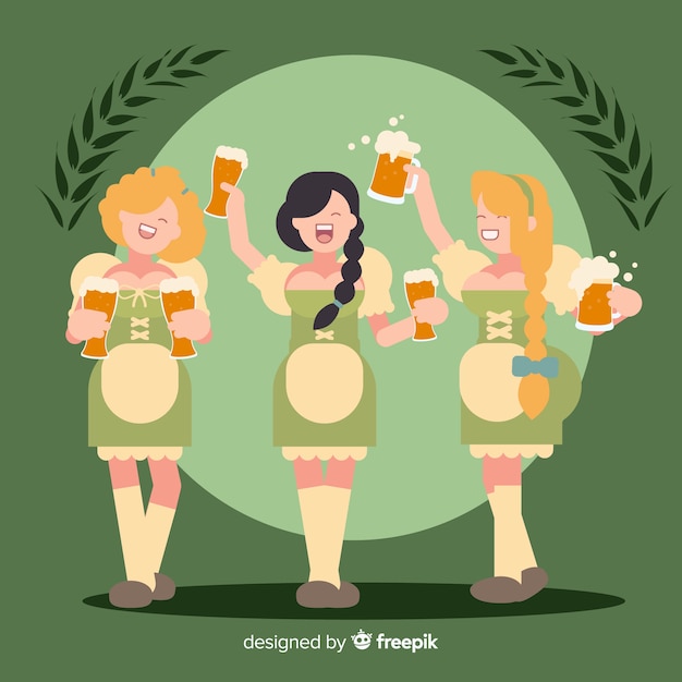 Gratis vector oktoberfest concept met platte ontwerp achtergrond