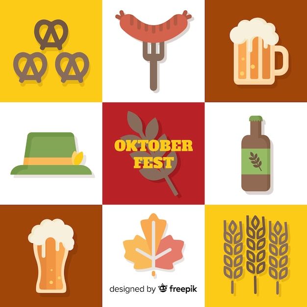 Oktoberfest concept met platte ontwerp achtergrond