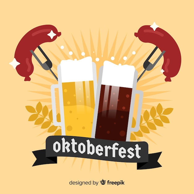 Gratis vector oktoberfest concept met platte ontwerp achtergrond