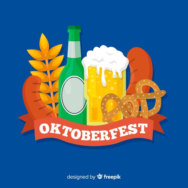 Oktoberfest concept met platte ontwerp achtergrond