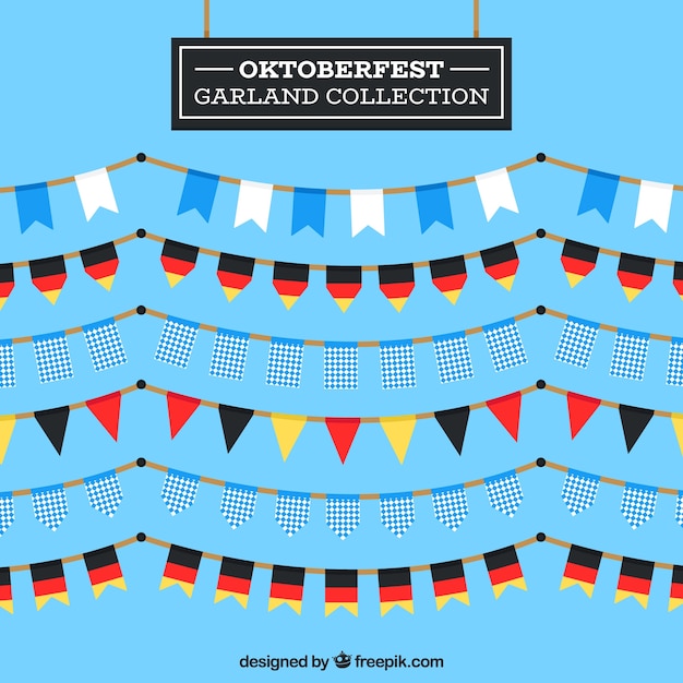 Gratis vector oktoberfest guirlande collectie in plat ontwerp