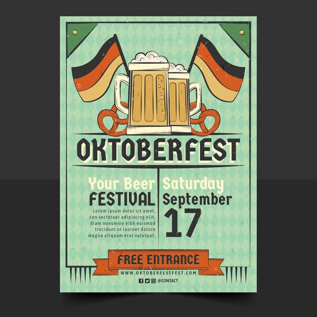 Oktoberfest hand getekende poster sjabloon