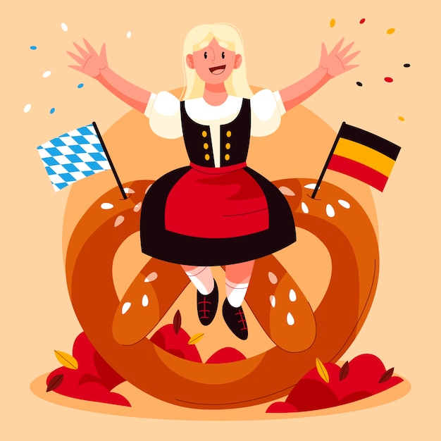 Gratis vector oktoberfest handgetekende vlakke afbeelding