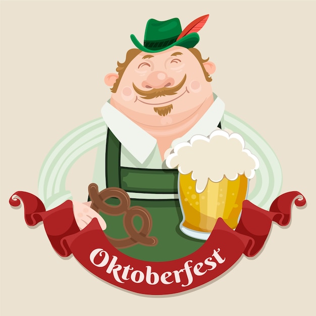 Gratis vector oktoberfest handgetekende vlakke afbeelding