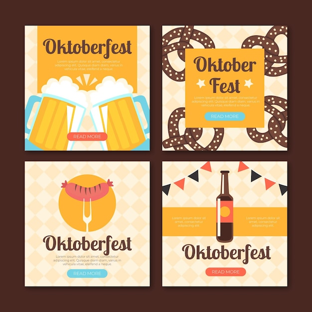 Gratis vector oktoberfest instagram posts collectie