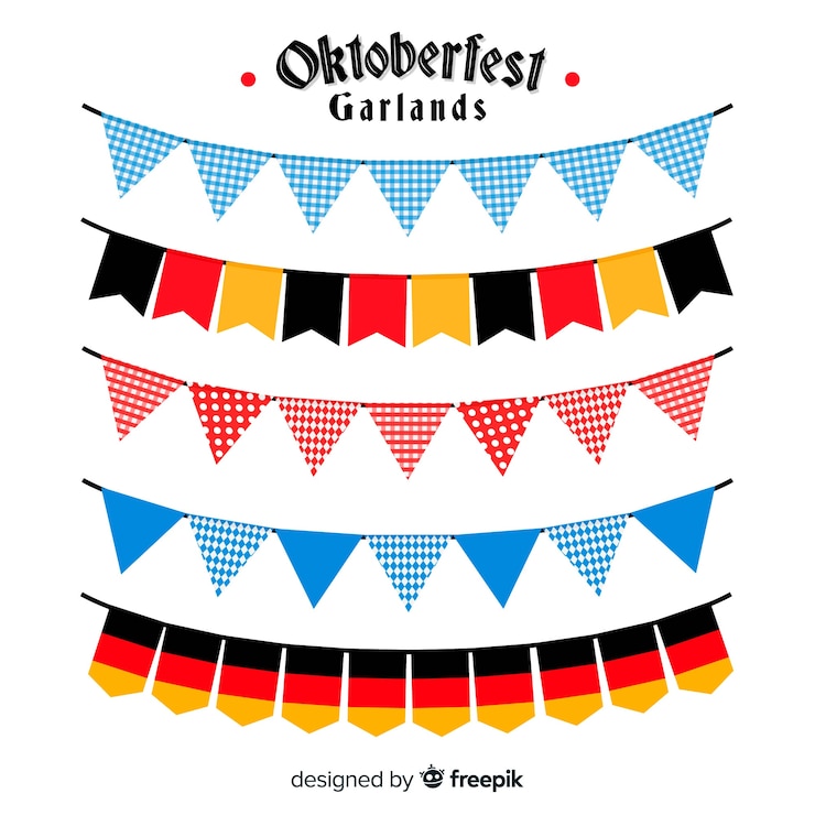 Gratis Vector oktoberfest kleurrijke guirlande collectie in platte ontwerp