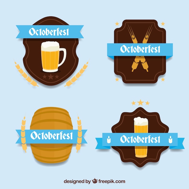 Gratis vector oktoberfest label collectie met vlak ontwerp