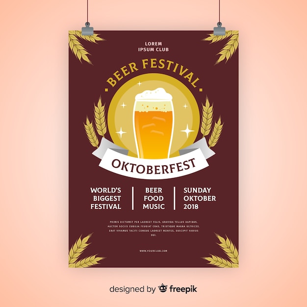 Gratis vector oktoberfest partij poster sjabloon