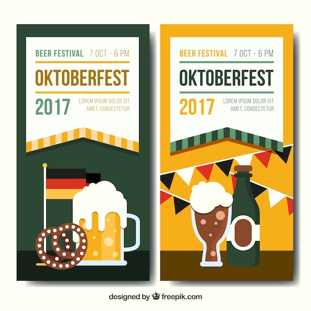 Oktoberfest party banners met bieren