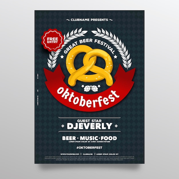 Gratis vector oktoberfest poster in plat ontwerp