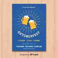 Gratis vector oktoberfest poster mockup in plat ontwerp