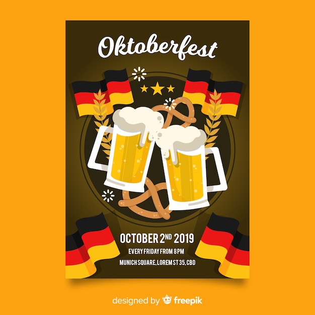 Oktoberfest poster sjabloon plat ontwerp