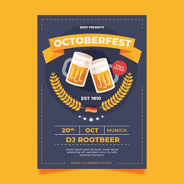 Gratis vector oktoberfest poster sjabloonontwerp