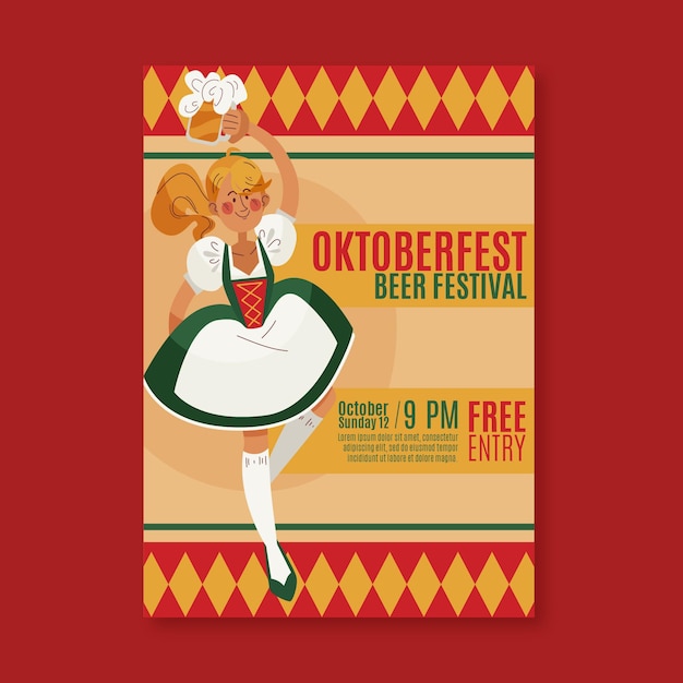 Gratis vector oktoberfest poster sjabloonontwerp