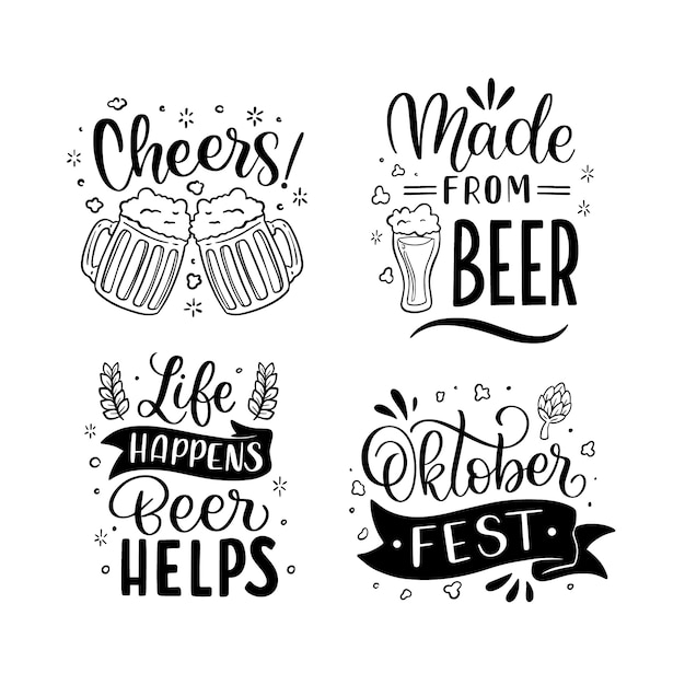 Gratis vector oktoberfest-stickers met zwarte letters