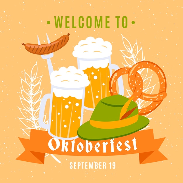 Gratis vector oktoberfest viering bierpullen