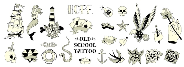 Old school tatoeages illustratie