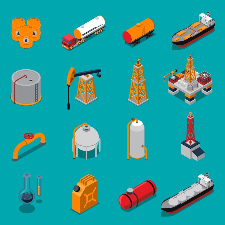 Gratis Vector olie en gas isometrische set