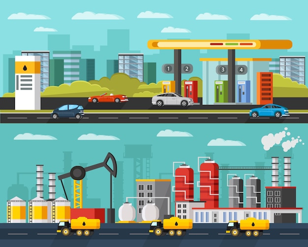 Gratis vector olie-industrie horizontale banners