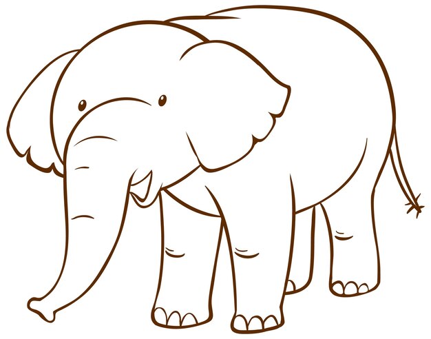 Olifant in doodle eenvoudige stijl op witte achtergrond