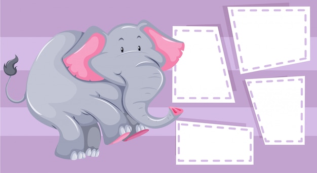 Gratis vector olifant op notitie sjabloon